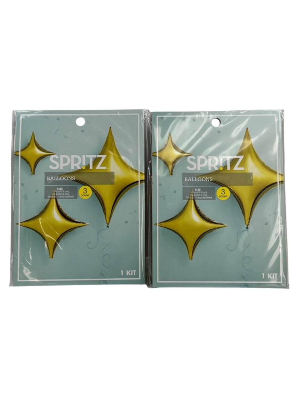 Spritz Gold Star Foil Balloon Kits 2-Pack Includes 6 Balloons In 3 Sizes